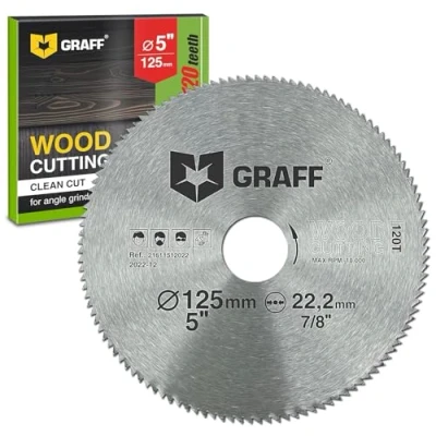 Afbeelding van GRAFF Zaagblad 125 mm Cirkelzaagblad voor Zagen in Hout Multiplex Laminaat Gipsplaten Kunststof 2 Super Fijn gesneden Cirkelzaagblad, 120 Tanden