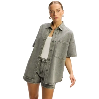 Afbeelding van Refined Department denim blouse grey