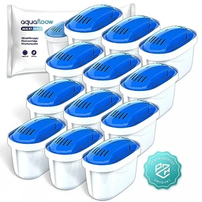 Afbeelding van Aquafloow Maximag 12x Magnesium Water Filter Cartridges Filters Reinigen Het En Verrijken Met Geschikt Voor Alle Brita Waterfilters, Bijv. Maxtra Dafi Kannen Unimax