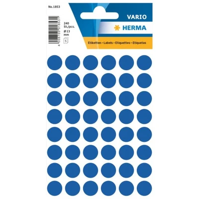 Afbeelding van Etiket HERMA 1853 rond 13mm donkerblauw 240 stuks Blister a 5 vel 10