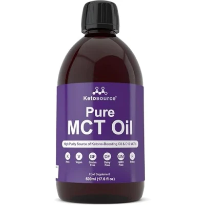 Afbeelding van MCT Olie puur Hoogzuivere bron van ketonenversterkende C8 en C10 MCT&#039;s Ondersteunt Keto Voeding &amp; Vasten Veganistisch Veilig Glutenvrij 500 ml fles Ketosource®