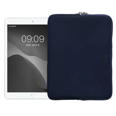 Afbeelding van kwmobile universele Tablet hoes Stevige stijlvolle voor tablets Neopreen sleeve Compatibel met 12,4&quot; 12,9&quot; donkerblauw