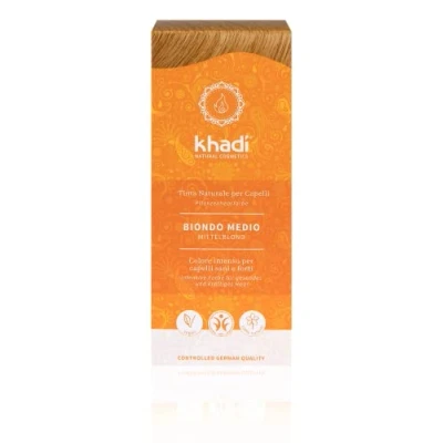 Afbeelding van khadi MEDIUM BLOND plantaardige haarkleuring, levendig middenblond tot krachtig glanzend roodblond, 100% plantaardig, natuurlijk &amp; veganistisch, gecertificeerde natuurlijke cosmetica, 100g