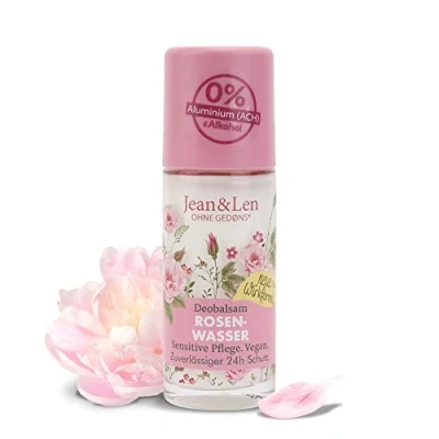 Afbeelding van Jean &amp; Len Deobalsem rozenwater, geeft op natuurlijke wijze tot 24 uur deodorant, gevoelige verzorging, ook ideaal na het scheren, deodorant zonder aluminiumzouten en alcohol, veganistisch, 50 ml