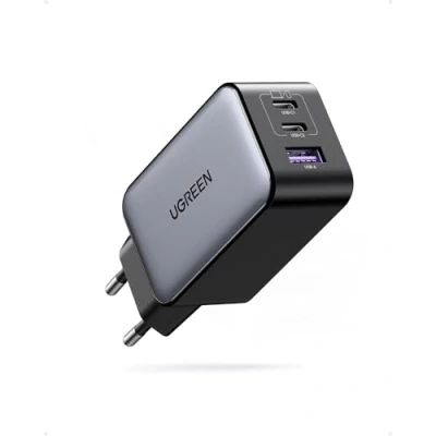 Afbeelding van Ugreen GaN X 65W snellader adapter met 2 USB C en 1 poort
