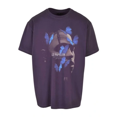 Afbeelding van Upscale by Mister Tee LE Papillon Oversize Tshirt print, Maat: Large, Purplenight
