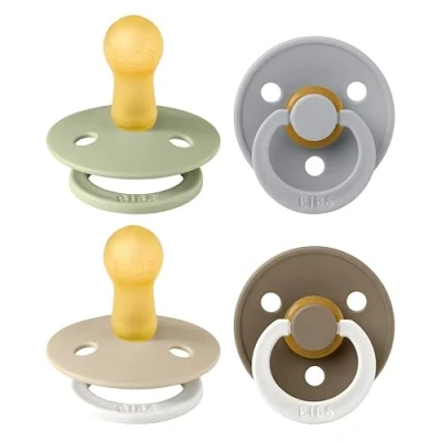 Afbeelding van BIBS Colour speen verpakking 4 stuks, BPA vrije fopspeen, Ronde speen. Natuurlijk rubberlatex, Gemaakt in Denemarken. Maat 2 (Verpakking stuks), Vanilla Glow Mix