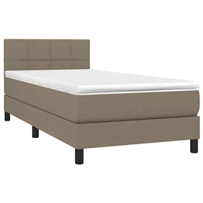 Afbeelding van vidaXL Boxspring met matras en LED stof taupe 100x200 cm