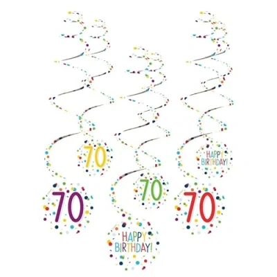 Afbeelding van Amscan Spiraalslingers 70 Confetti Birthday 61 Cm Papier 6 Stuks