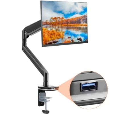 Afbeelding van VEVOR monitorbeugel enkele beugel, geschikt voor 330 889 mm compatibele monitorafmetingen, aluminiumlegering 75x75 en 100x100 VESA patroon, in hoogte verstelbaar, draaibaar, kantelbaar Zwart
