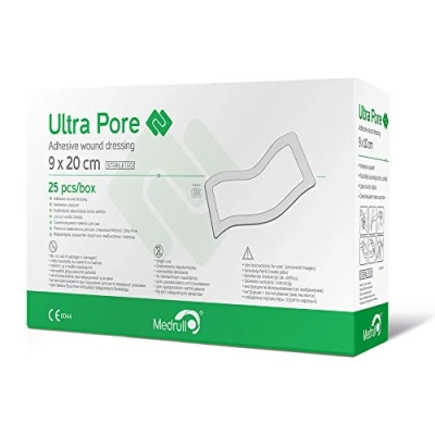 Afbeelding van Medrull Ultra Pore Steriel Klevend Wond Dressing Gips 25 Stuks, 20 cm Lengte x 9 Breedte
