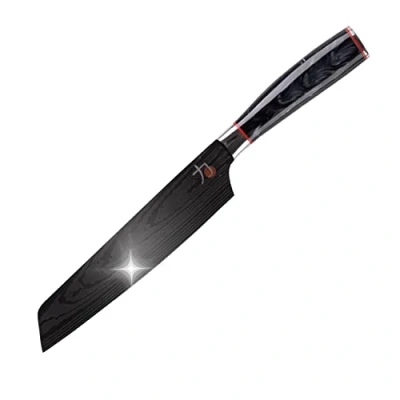 Afbeelding van MasterPro Tetsu 20 cm Japanese Nakiri Kitchen Knife Perfect for Cutting Any Type of Vegetables Professional Reinforced, Balanced and Titanium Coated