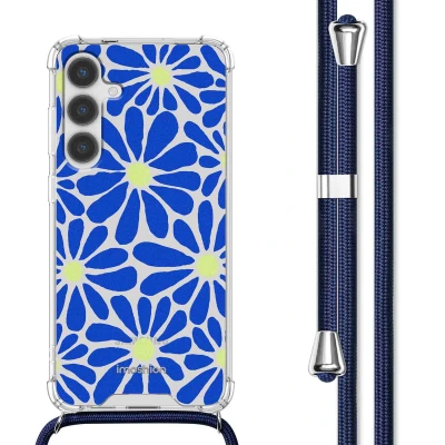 Afbeelding van Samsung Galaxy S24 Hoesje Kunststof iMoshion Softcase/Koordhoesje/Backcover Cobalt Blue Flowers Connect Telefoonhoesje