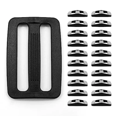 Afbeelding van DOJA Barcelona Rugzakgesp, 20 stuks, verstelbare gesp met dubbele ingang, binnenbreedte, kunststof gesp, riemgesp, rugzak, voor rugzaksluiting, naaiband, Zwart, 20mm