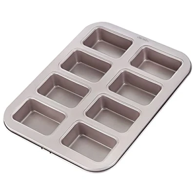 Afbeelding van CHEFMADE Brownie cakepan, 8 holtes niet stick rechthoek muffin pan blondie bakvormen voor ovenbakken (champagnegoud)