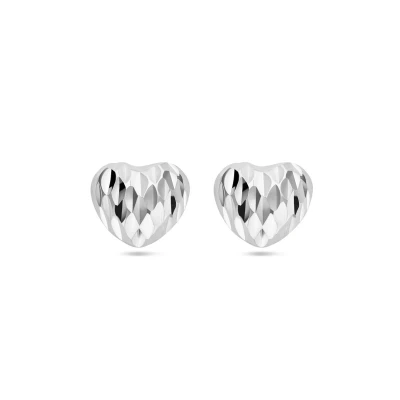 Afbeelding van Zilver Gerhodineerd Oorknoppen Hart Gediamanteerd 1338569