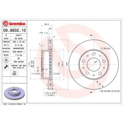 Afbeelding van Brembo Remschijf 09.8932.10
