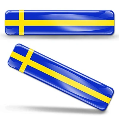 Afbeelding van 2 x sticker 3D gel silicone stickers Sweden vlag Zweden autosticker F 22
