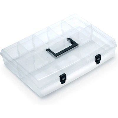 Afbeelding van Kistenberg Sorteerbox/vakjes koffer spijkers/schroeven/kleine spullen 6 vaks kunststof transparant 40 x 30 8.5 cm