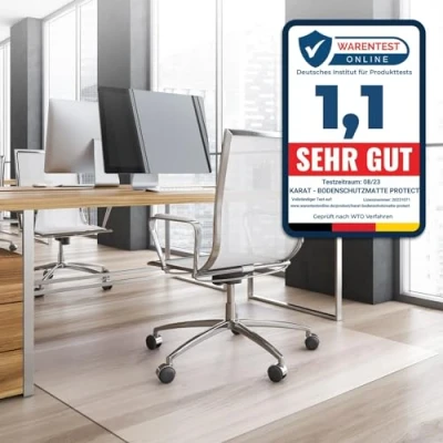 Afbeelding van KARAT Vloerbeschermingsmat voor harde vloeren Neo vloerbescherming beschermmat bureaustoel parket laminaat vloermat dikte: 1,5 mm (transparant, 90 x 200 cm)