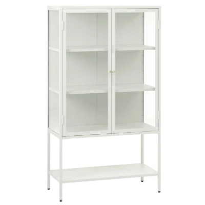 Afbeelding van Hygge Interiors Carmel Glazen Opbergkast 160 cm Hoge Poten Greige