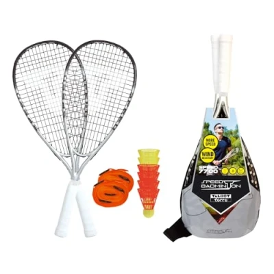 Afbeelding van Talbot Torro Speed Badminton Premium Set 7700, 2 Graphit Composite Rackets, 6 windstabile veerballen, Court lijnsysteem, in trendy rugzak, 490117