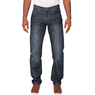 Afbeelding van ENZO Heren Regular Fit Straight Denim Blauwe Jeans Broek Alle Taille Been Maten, Indigo, 36W / 34L