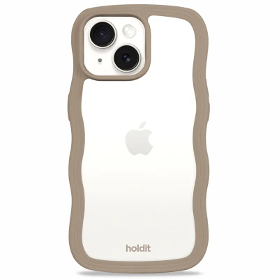 Afbeelding van Holdit Wavy TPU Back Cover Transparant/Bruin Apple iPhone 13/14/15