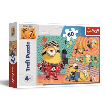 Afbeelding van Trefl Despicable Me 4, Vrolijke Minions puzzel met 60 stukjes Kleurrijke de helden uit cartoon, Creatieve ontspanning voor kinderen vanaf 4 jaar