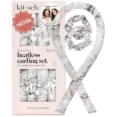 Afbeelding van Kitsch Satijnen Heatless Curling Set Haarrollen voor Krullen Hair Curlers &amp; Hot Rollers Haarkrulspelden om in te slapen Rod Hoofdband Krultang