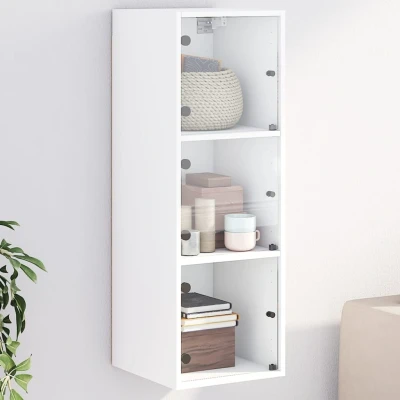 Afbeelding van Wandkast met glazen deuren 35x37x100 cm wit