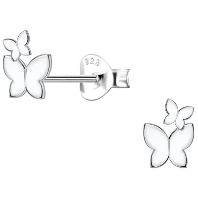 Afbeelding van JoyS Zilveren vlinder oorbellen 5 x 7 mm 2 vlindertjes oorknopjes sterling zilver 925