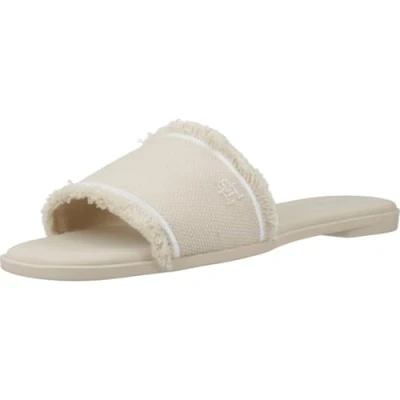 Afbeelding van Tommy Hilfiger FRINGE CANVAS FLAT SANDAL FW0FW08908 Platte sandalen, Beige (mousseline), 3.5, mousseline, 36 EU