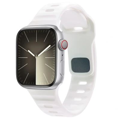 Afbeelding van Apple Watch bandje Siliconen en TPU (zacht) Wit Geschikt voor Series 1/2/3/4/5/6/7/8/9/10/SE/Ultra/Ultra 2 (44/45/46/49 mm)