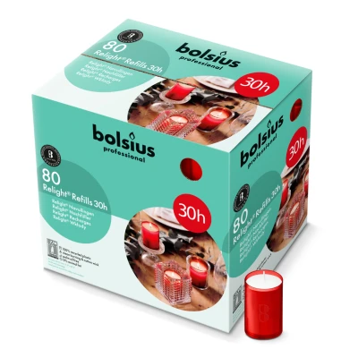 Afbeelding van Bolsius Relight Navulling Rood 30 Uur (80 Stuks)