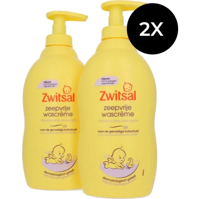 Afbeelding van Zwitsal Zeepvrije Wascrème 2 x 400 ml