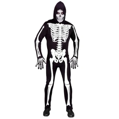 Afbeelding van Widmann Spook &amp; Skelet Kostuum Wandelende Bottenzak Man Zwart / Wit Large Carnavalskleding Verkleedkleding