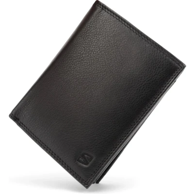 Afbeelding van SERASAR Leren Portemonnee [Manager] Zwart met RFID Bescherming