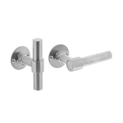 Afbeelding van Deurklink L/T model met rozet 2mm geborsteld RVS