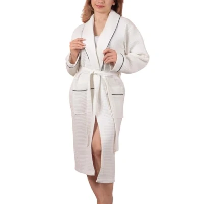 Afbeelding van Betully Badjas dames en heren 100% katoen unisex wafelpiqué badstof ochtendjas lange sauna microvezel badjassen, wit, XXL grote maten tall