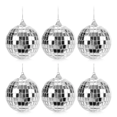 Afbeelding van COM FOUR® 6x disco bal spiegel om op te hangen voor feest oudejaarsavond, verjaardag, themafeest Ø 7 cm (Ø 7cm)