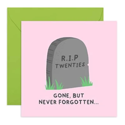 Afbeelding van CENTRAL 23 30e verjaardagskaart &#039;RIP Twenties&#039; Grappige verjaardagskaarten voor vrouwen mannen leeftijd 30 dochter kleindochter hem haar jaar oud wordt geleverd met leuke stickers