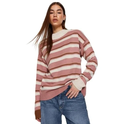 Afbeelding van Trendyol FeMan Regular fit Basic staande kraag gebreide trui, Gedroogde roze, M, roos, M