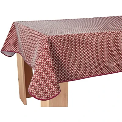 Afbeelding van Le linge de Jules Tafelkleed, vuilafstotend, pauw, bordeauxrood, 150 x 300 cm