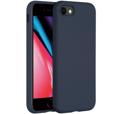 Afbeelding van Apple iPhone SE (2022) Hoesje Siliconen en TPU (zacht) Accezz Softcase/Backcover Donkerblauw Telefoonhoesje
