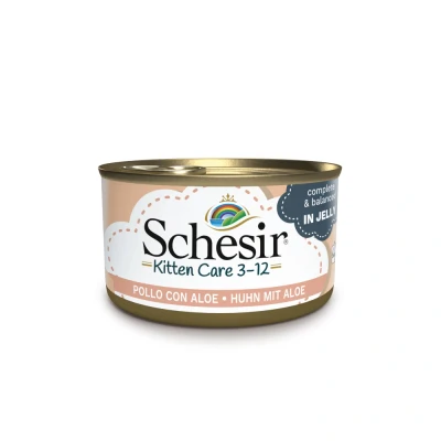 Afbeelding van Schesir Kattenvoer Kitten 3 12 Blik Kip Aloe in Gelei 6 x 85 gr
