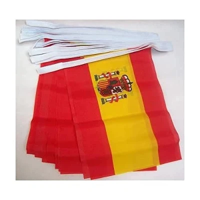 Afbeelding van Spanje 4 meter BUNTING Vlag 20 vlaggen 6&#039;&#039; x 4&#039;&#039; Spaanse STRING 10 15 cm AZ FLAG