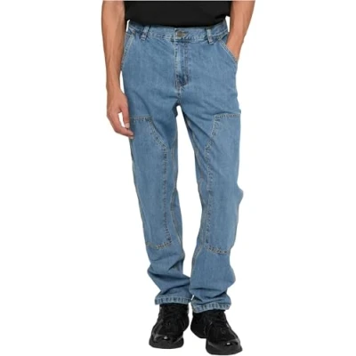 Afbeelding van Urban Classics Double knee jeans Broek rechte pijpen Taille, 38 inch Blauw