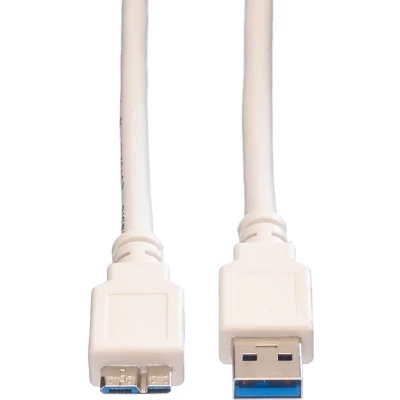Afbeelding van VALUE USB 3.2 Gen 1 kabel, A ST Micro B ST, wit, 3 m