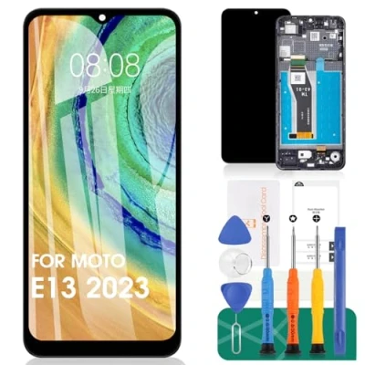 Afbeelding van Voor Motorola Moto E13 2023 Lcd scherm Screen Vervanging Touch Digitizer Vergadering Reparatie Kits (Zwart, Met Frame)